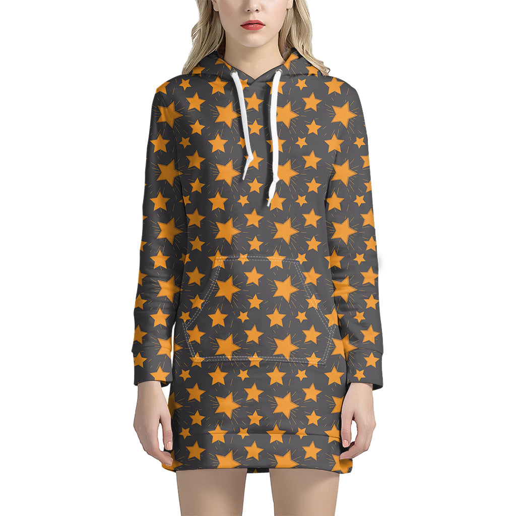 Cartoon Star Pattern Print Women's Pullover Hoodie Dress