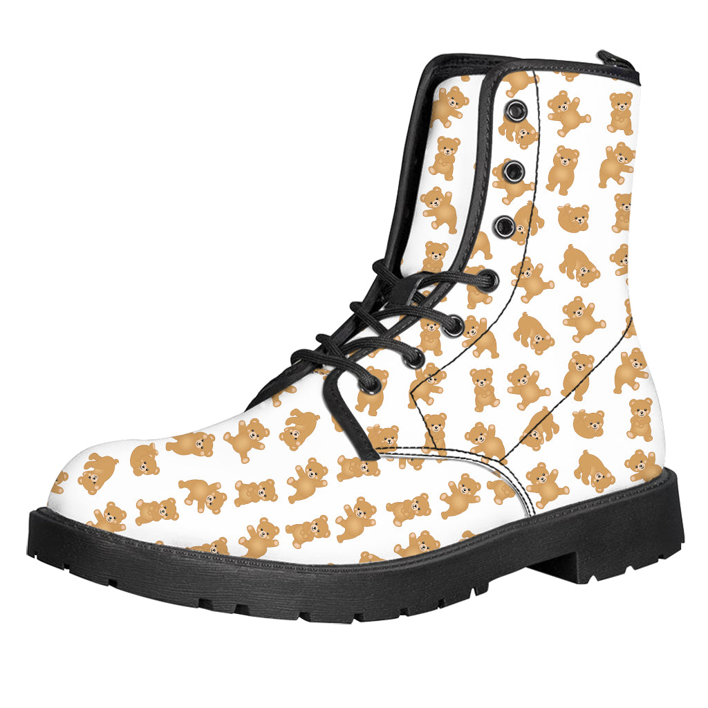 Cartoon Teddy Bear Pattern Print Leather Boots