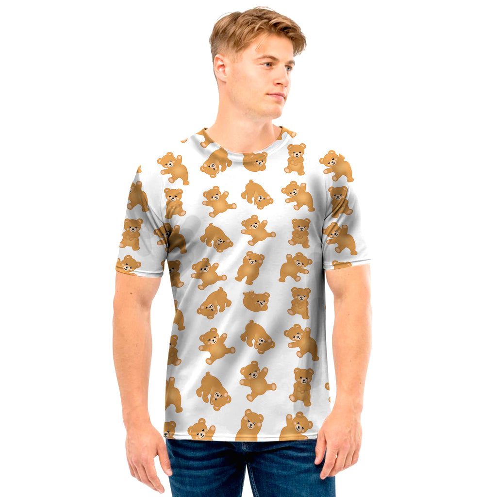 Cartoon Teddy Bear Pattern Print Men's T-Shirt