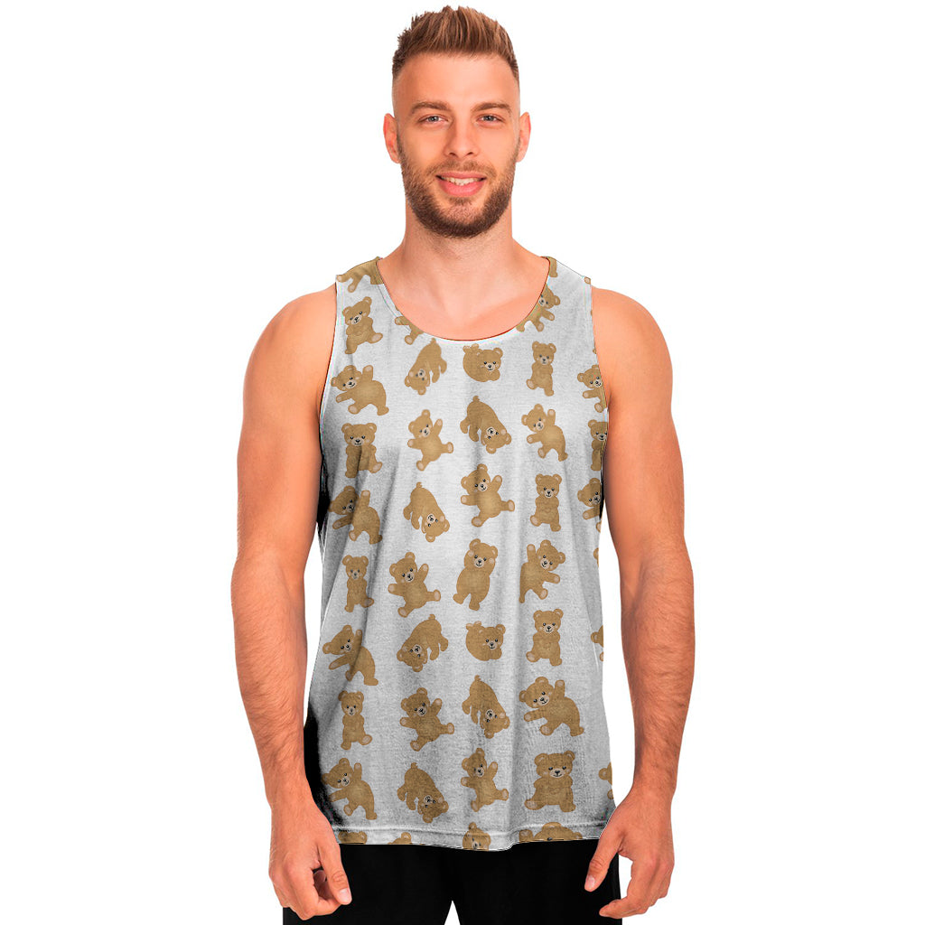 Cartoon Teddy Bear Pattern Print Men's Tank Top