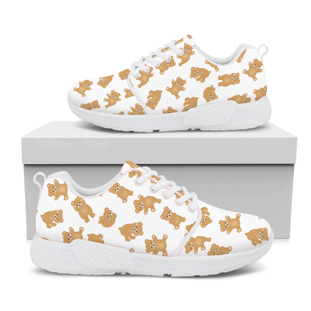 Cartoon Teddy Bear Pattern Print White Athletic Shoes