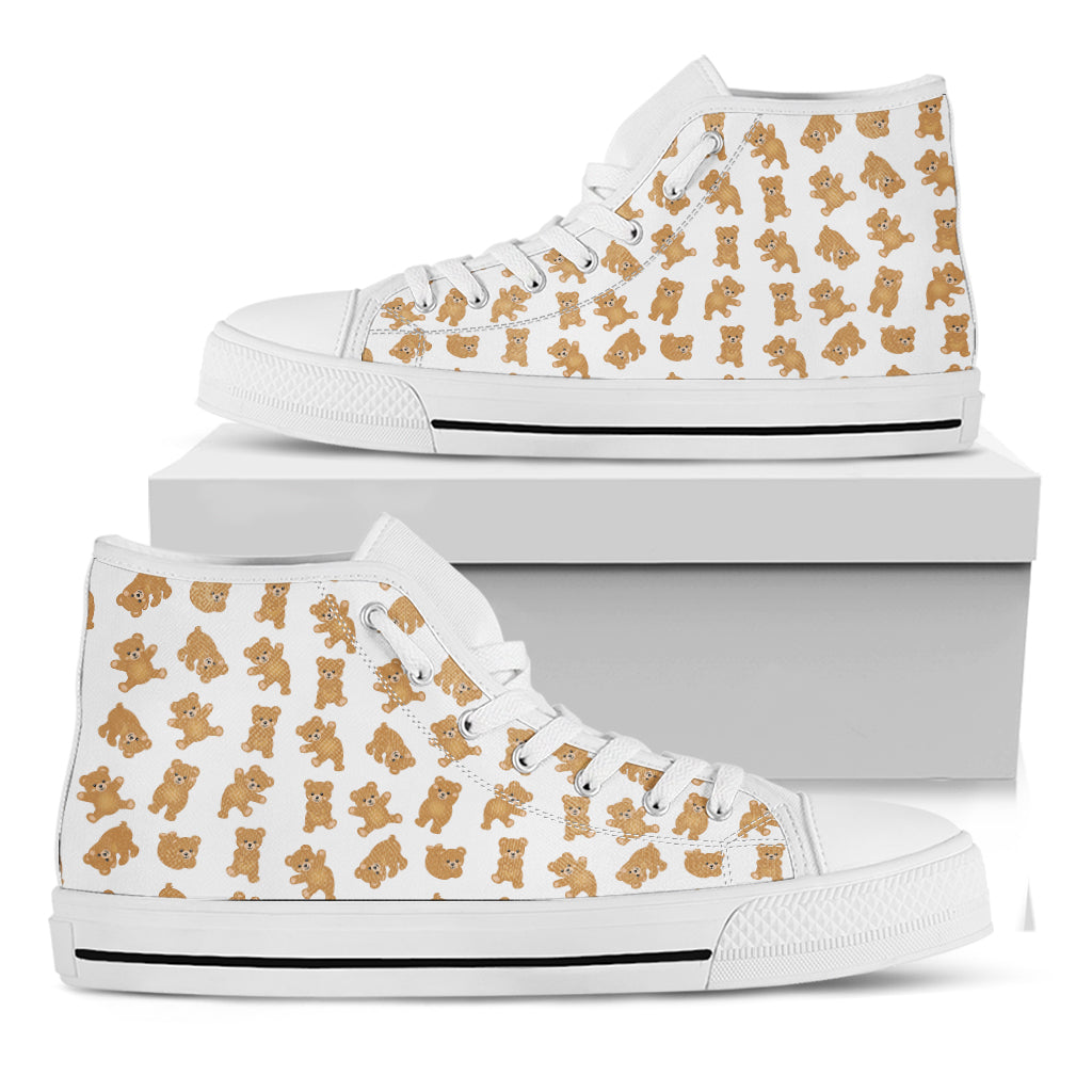 Cartoon Teddy Bear Pattern Print White High Top Shoes