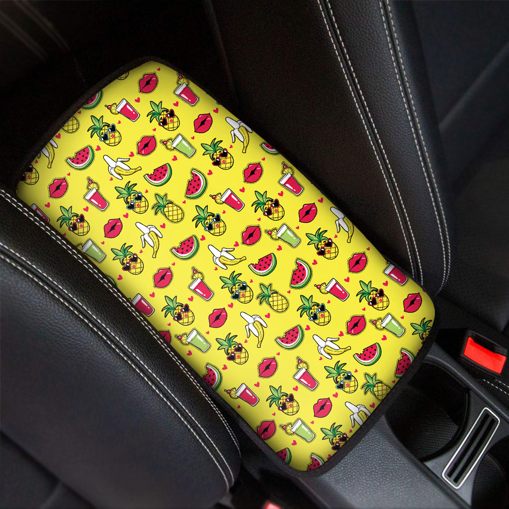 Cartoon Tropical Pattern Print Car Center Console Cover