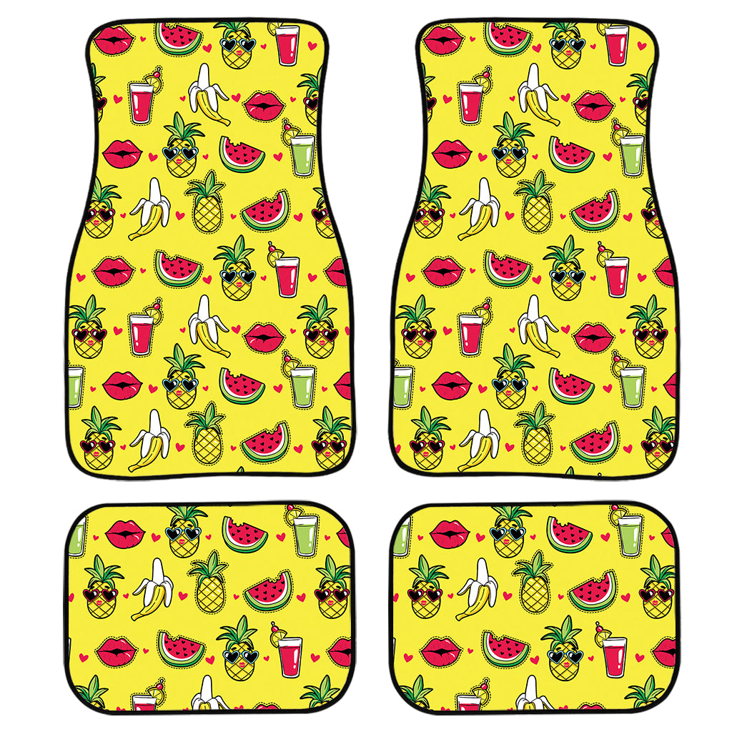 Cartoon Tropical Pattern Print Front and Back Car Floor Mats