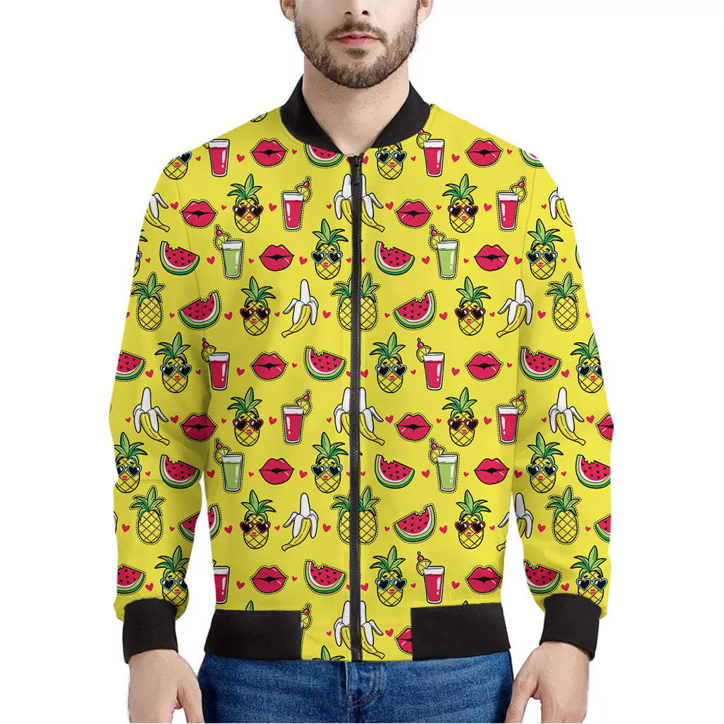 Cartoon Tropical Pattern Print Men's Bomber Jacket