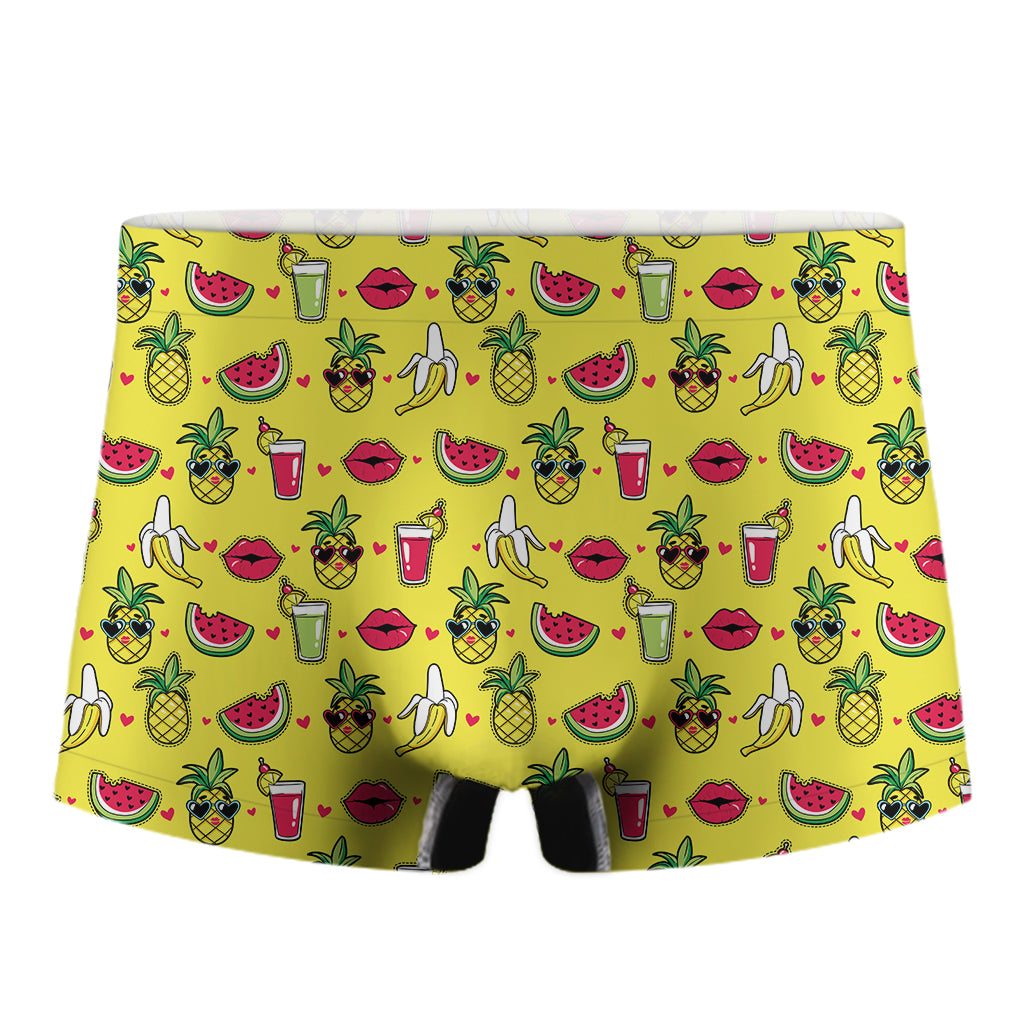 Cartoon Tropical Pattern Print Men's Boxer Briefs