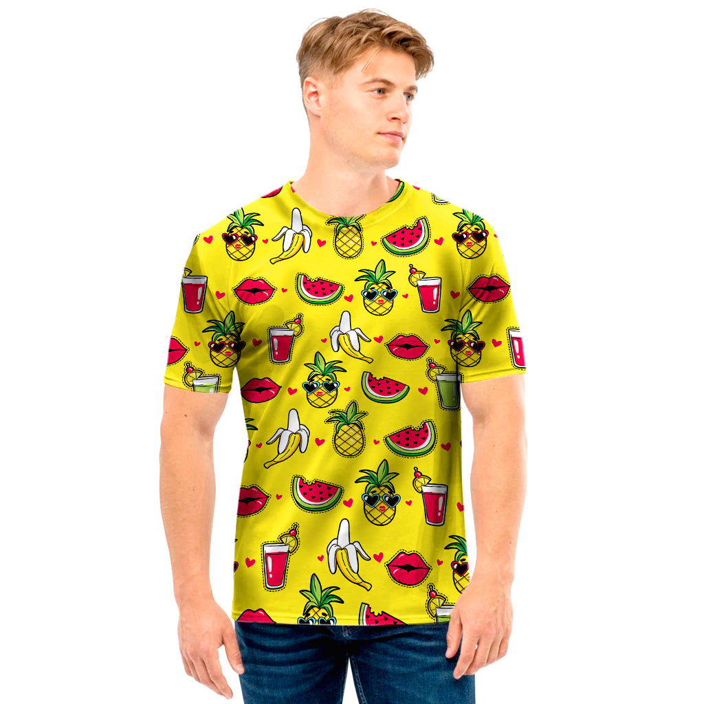 Cartoon Tropical Pattern Print Men's T-Shirt