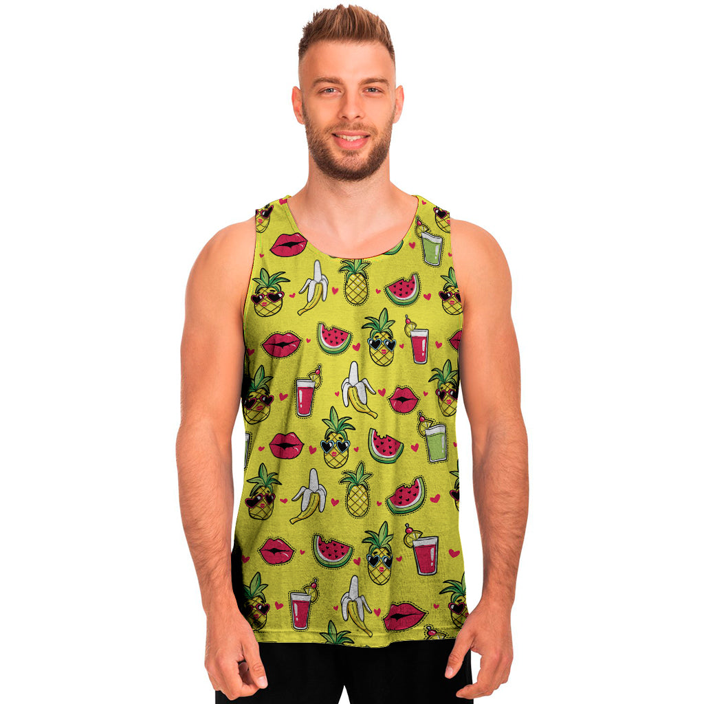 Cartoon Tropical Pattern Print Men's Tank Top