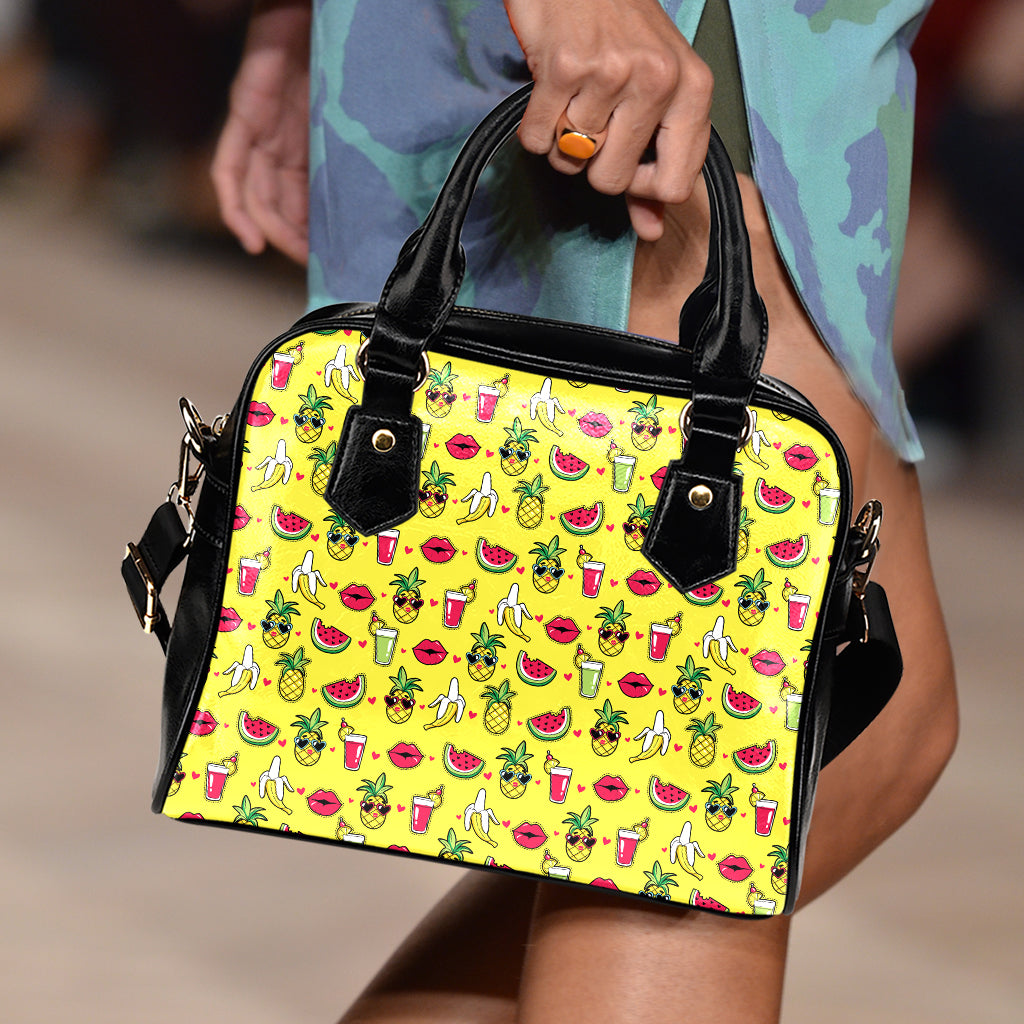 Cartoon Tropical Pattern Print Shoulder Handbag