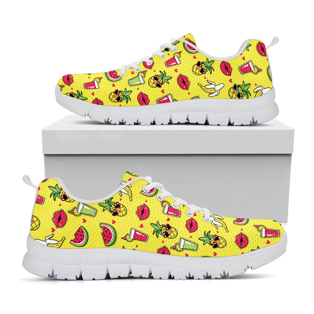 Cartoon Tropical Pattern Print White Sneakers