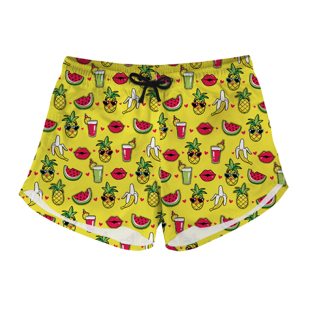 Cartoon Tropical Pattern Print Women's Shorts