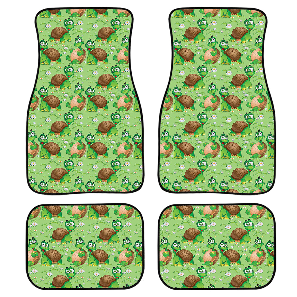 Cartoon Turtle Pattern Print Front and Back Car Floor Mats