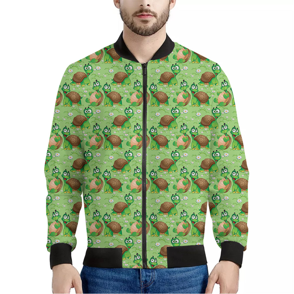 Cartoon Turtle Pattern Print Men's Bomber Jacket