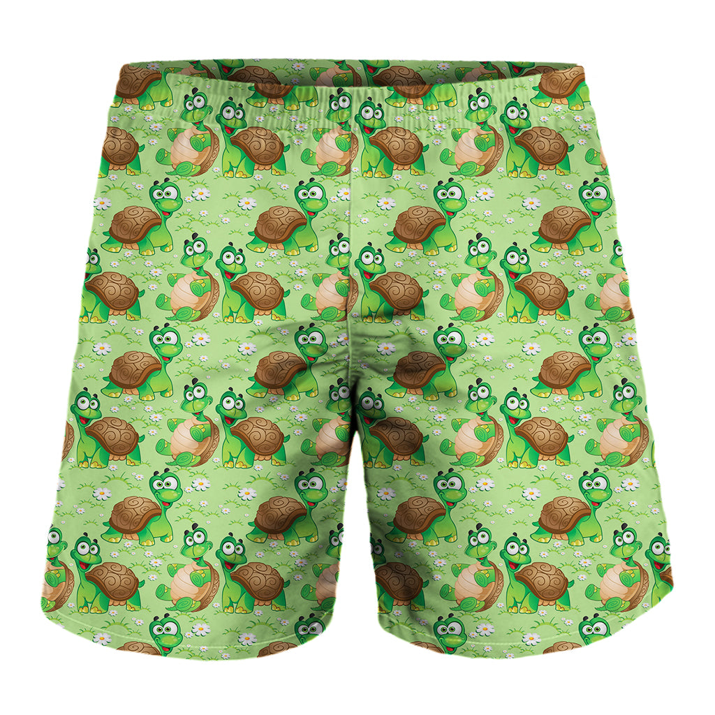 Cartoon Turtle Pattern Print Men's Shorts