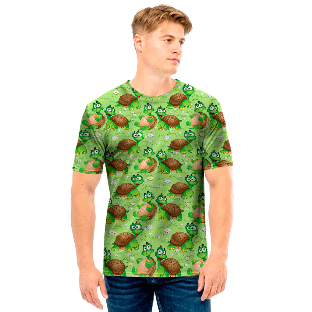 Cartoon Turtle Pattern Print Men's T-Shirt