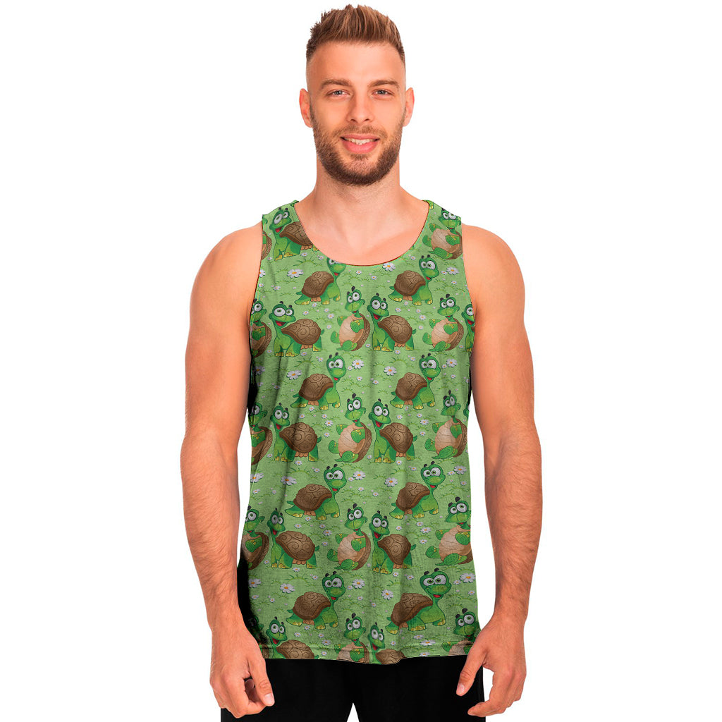 Cartoon Turtle Pattern Print Men's Tank Top