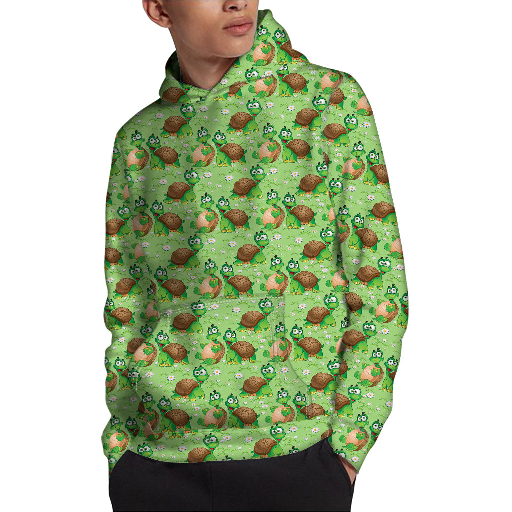 Cartoon Turtle Pattern Print Pullover Hoodie