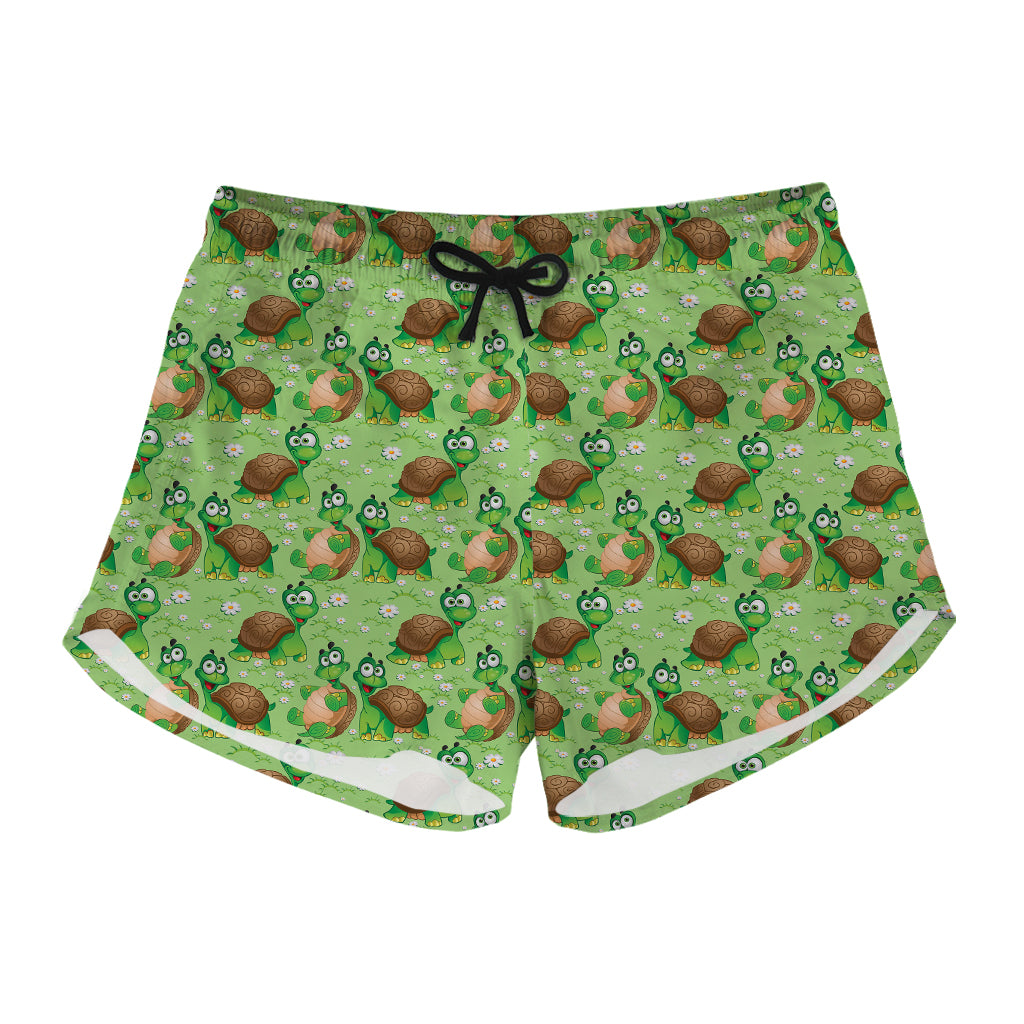 Cartoon Turtle Pattern Print Women's Shorts