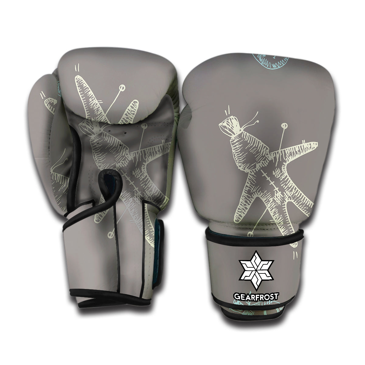 Cartoon Voodoo Doll Pattern Print Boxing Gloves