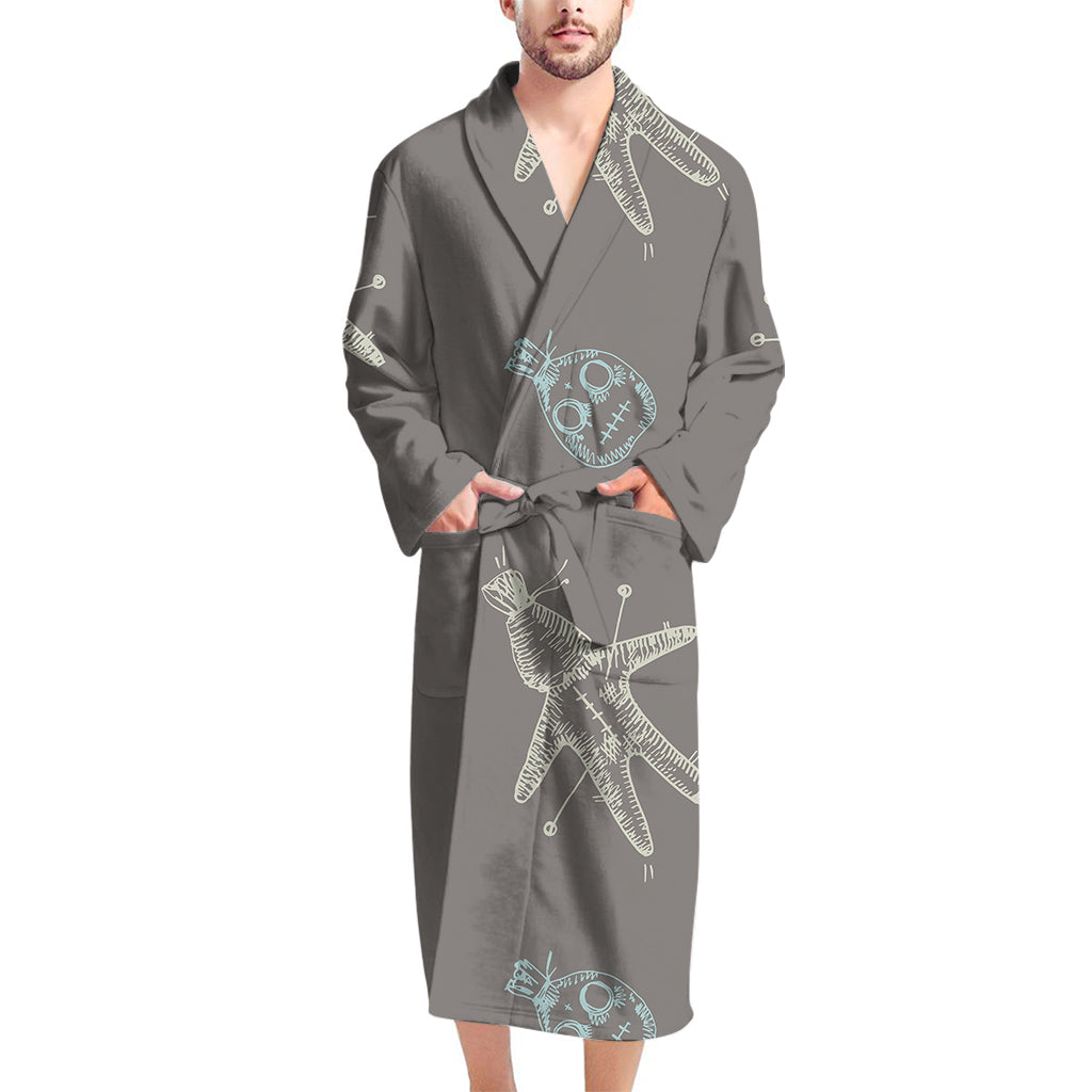 Cartoon Voodoo Doll Pattern Print Men's Bathrobe