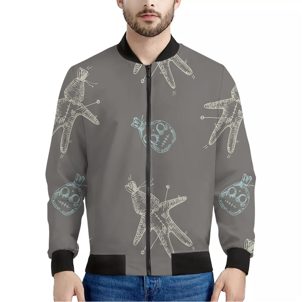 Cartoon Voodoo Doll Pattern Print Men's Bomber Jacket