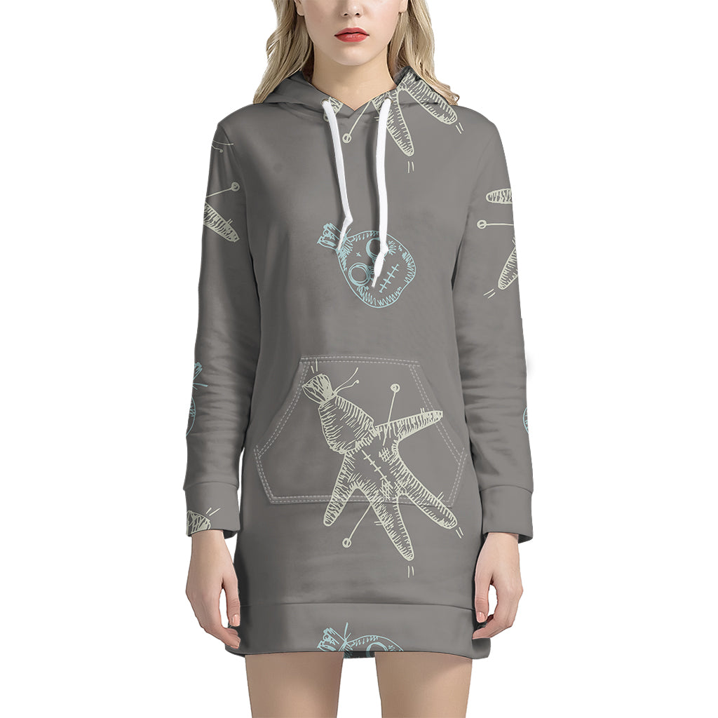 Cartoon Voodoo Doll Pattern Print Women's Pullover Hoodie Dress