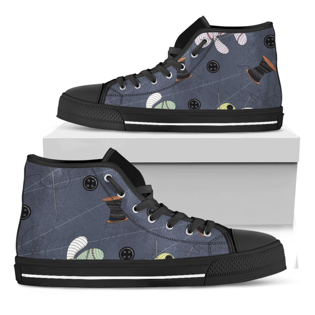 Cartoon Voodoo Doll Print Black High Top Shoes