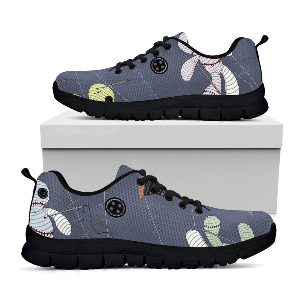 Cartoon Voodoo Doll Print Black Sneakers