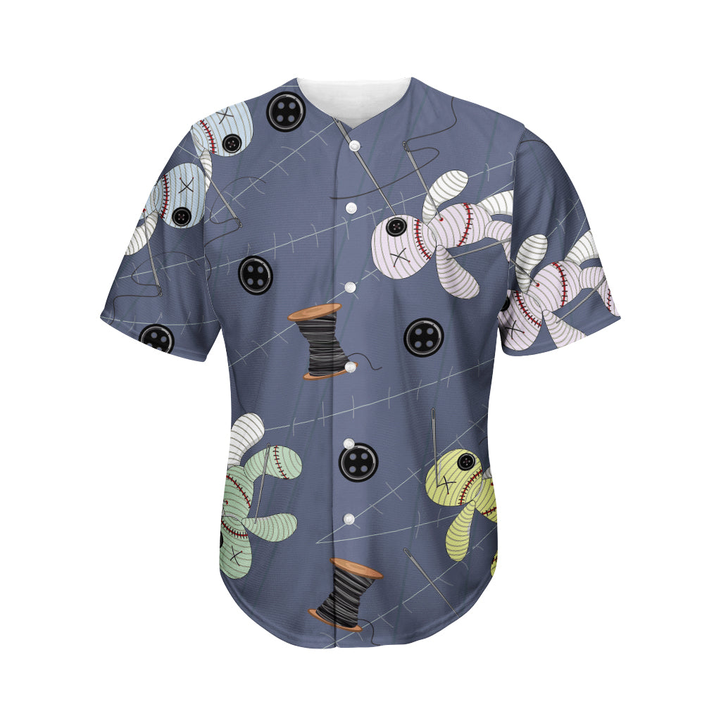 Cartoon Voodoo Doll Print Men's Baseball Jersey