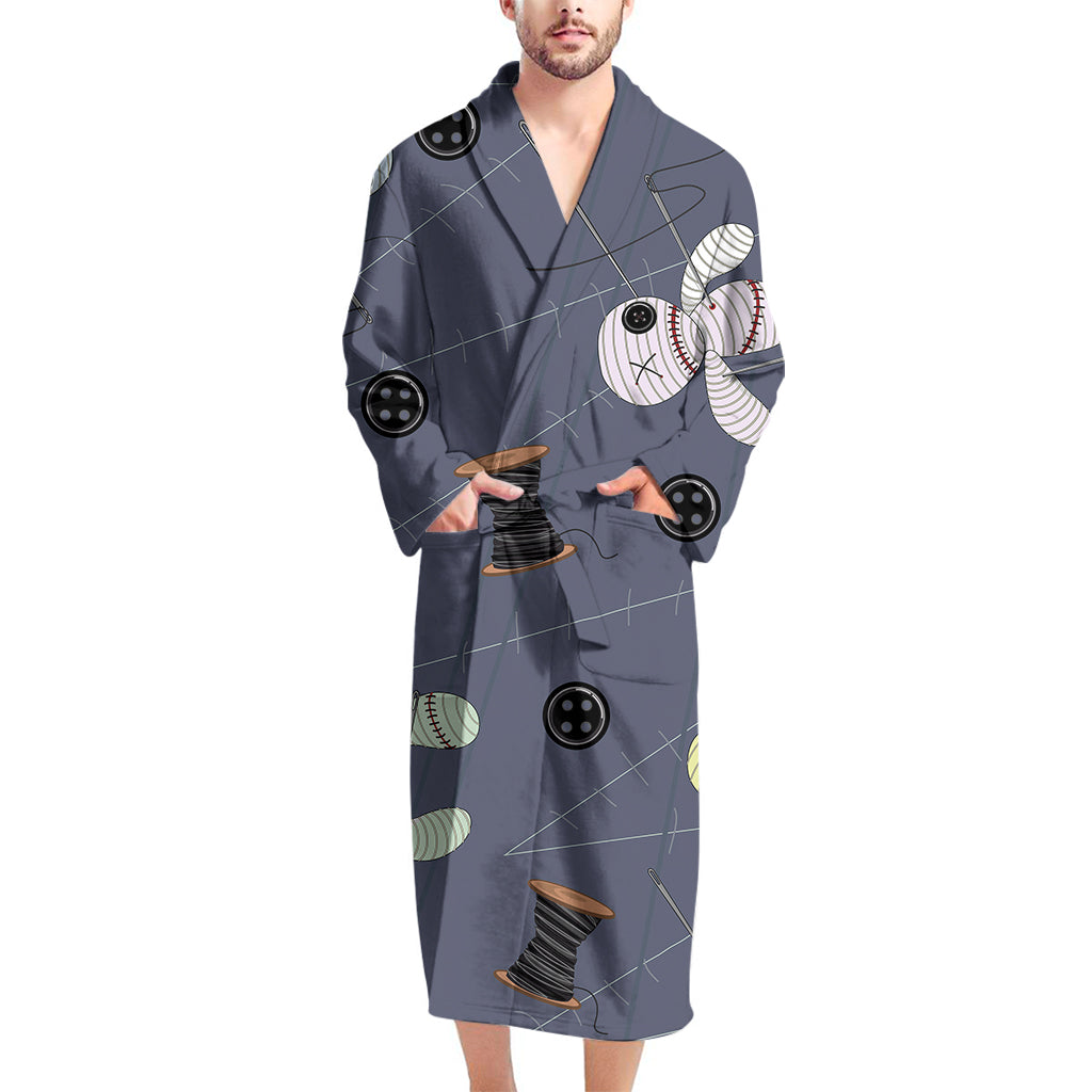 Cartoon Voodoo Doll Print Men's Bathrobe