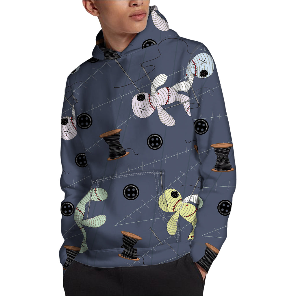 Cartoon Voodoo Doll Print Pullover Hoodie