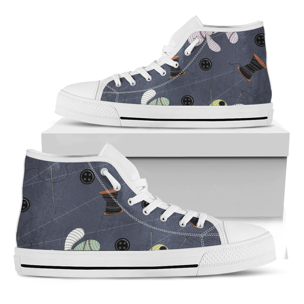 Cartoon Voodoo Doll Print White High Top Shoes