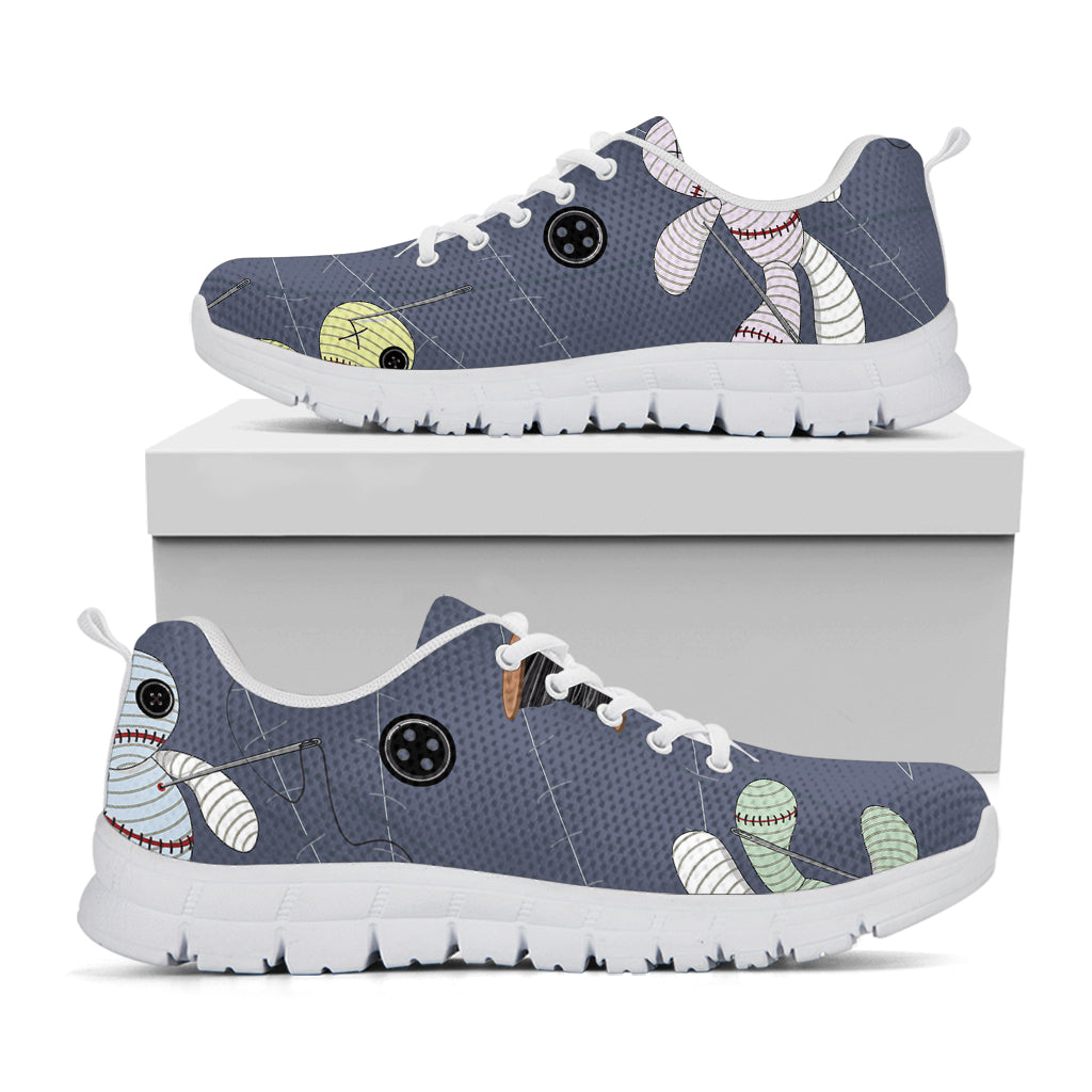 Cartoon Voodoo Doll Print White Sneakers