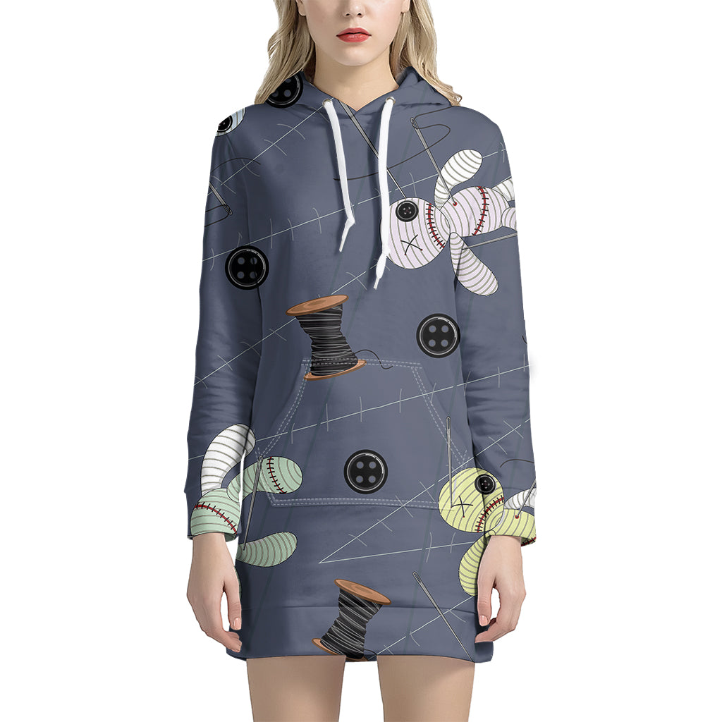 Cartoon Voodoo Doll Print Women's Pullover Hoodie Dress