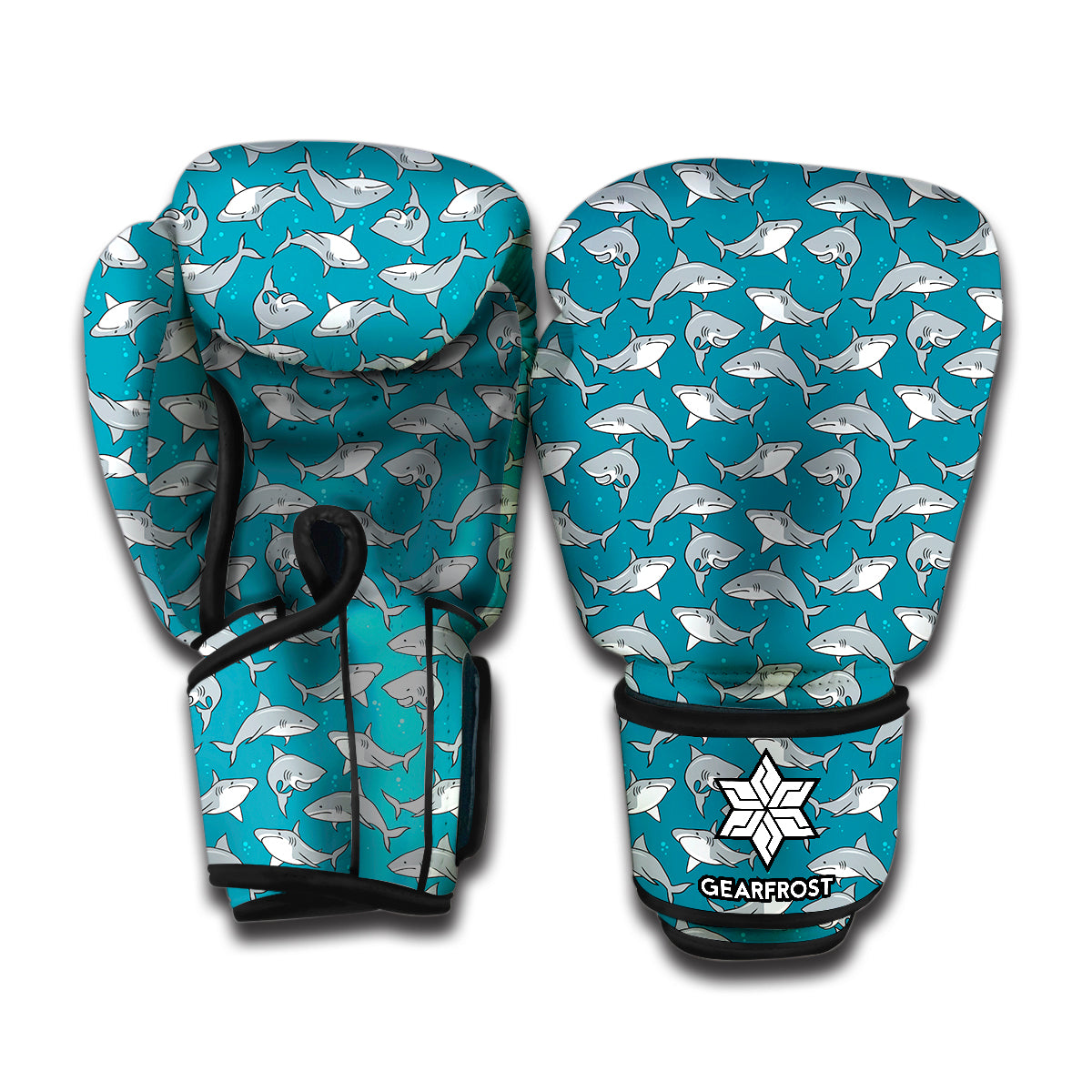 Cartoon White Shark Pattern Print Boxing Gloves