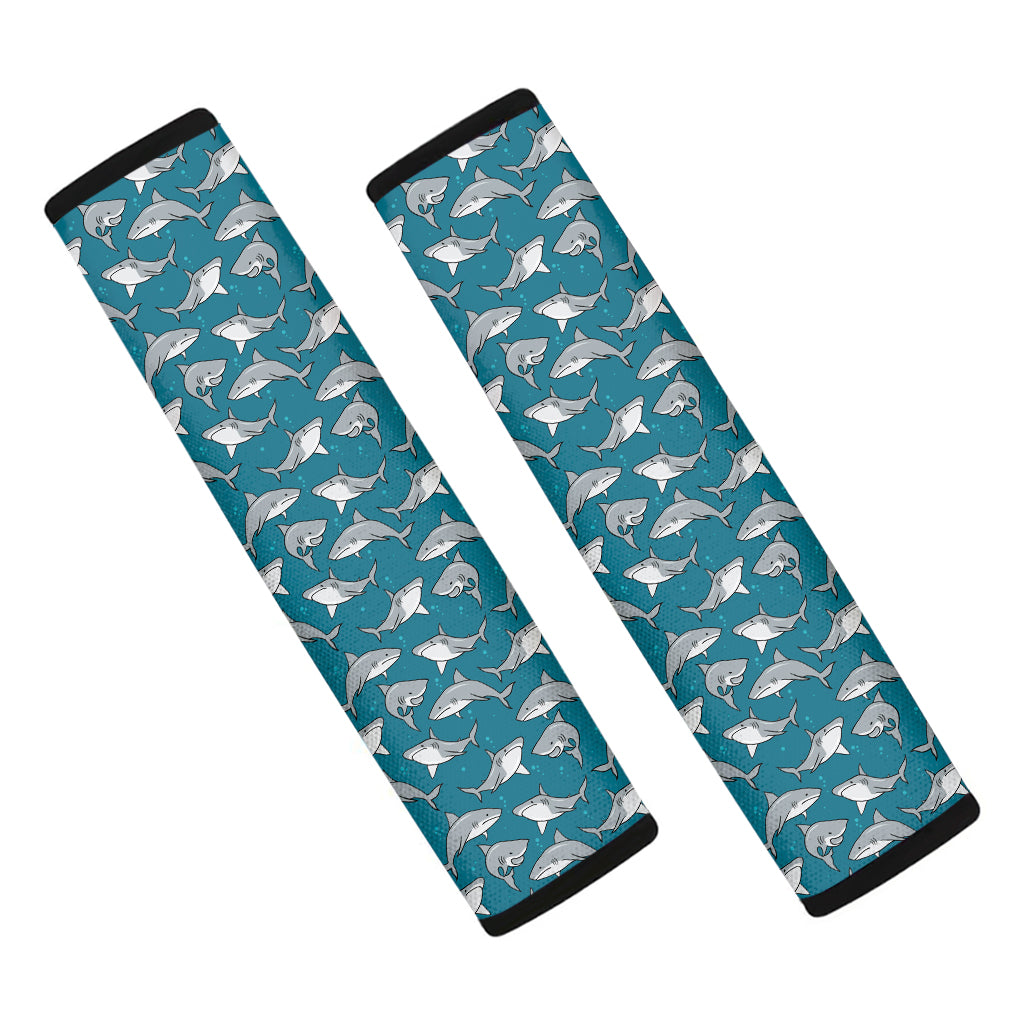 Cartoon White Shark Pattern Print Car Seat Belt Covers