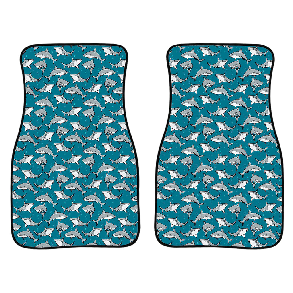 Cartoon White Shark Pattern Print Front Car Floor Mats