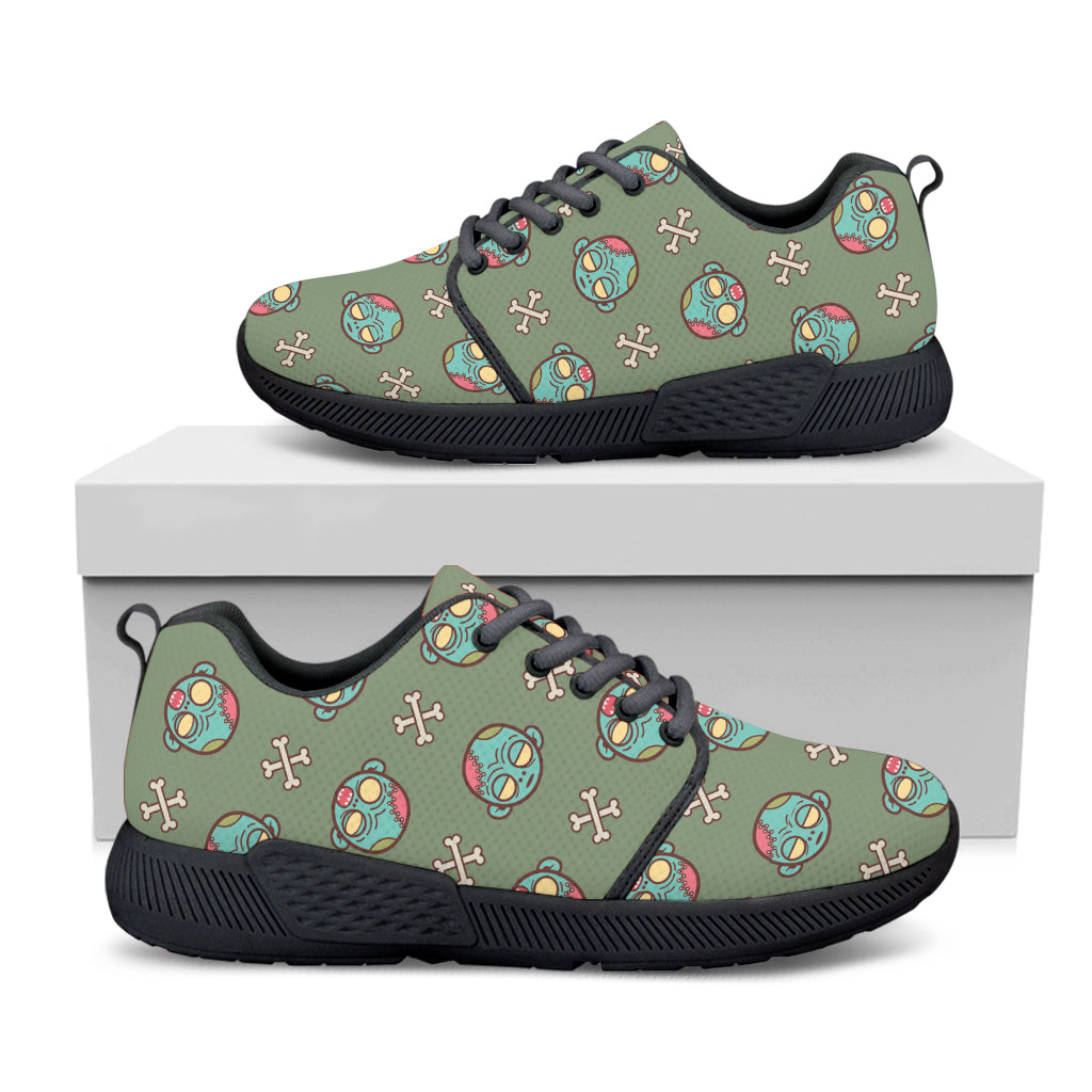 Cartoon Zombie Pattern Print Black Athletic Shoes