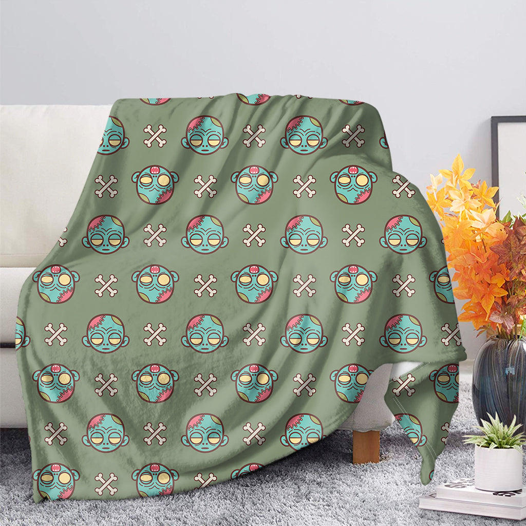 Cartoon Zombie Pattern Print Blanket