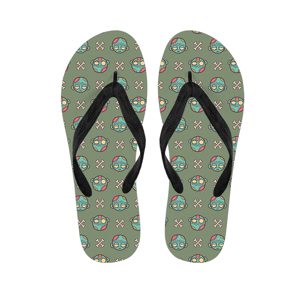 Cartoon Zombie Pattern Print Flip Flops