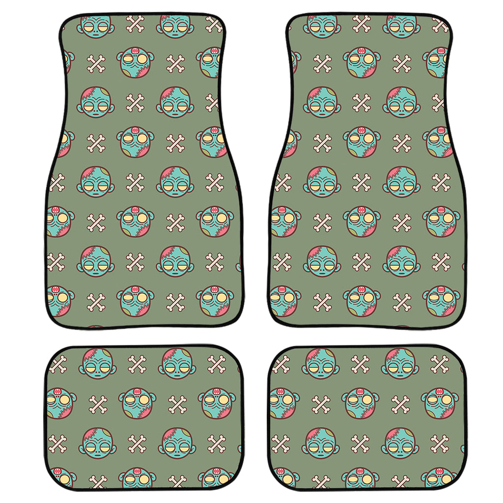 Cartoon Zombie Pattern Print Front and Back Car Floor Mats