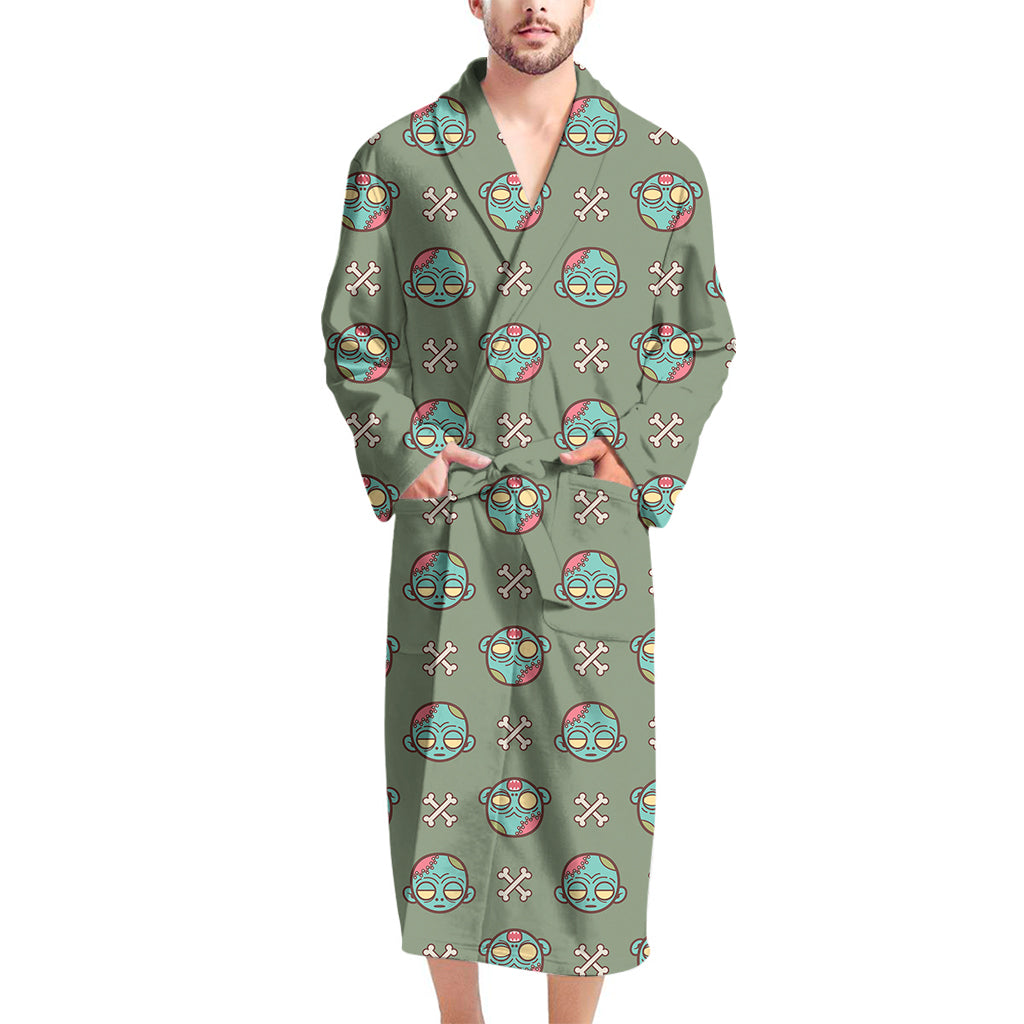 Cartoon Zombie Pattern Print Men's Bathrobe