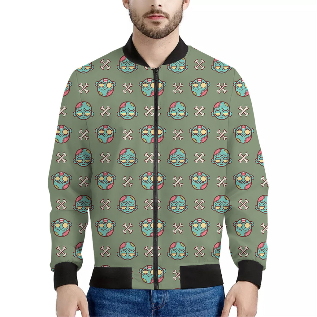 Cartoon Zombie Pattern Print Men's Bomber Jacket