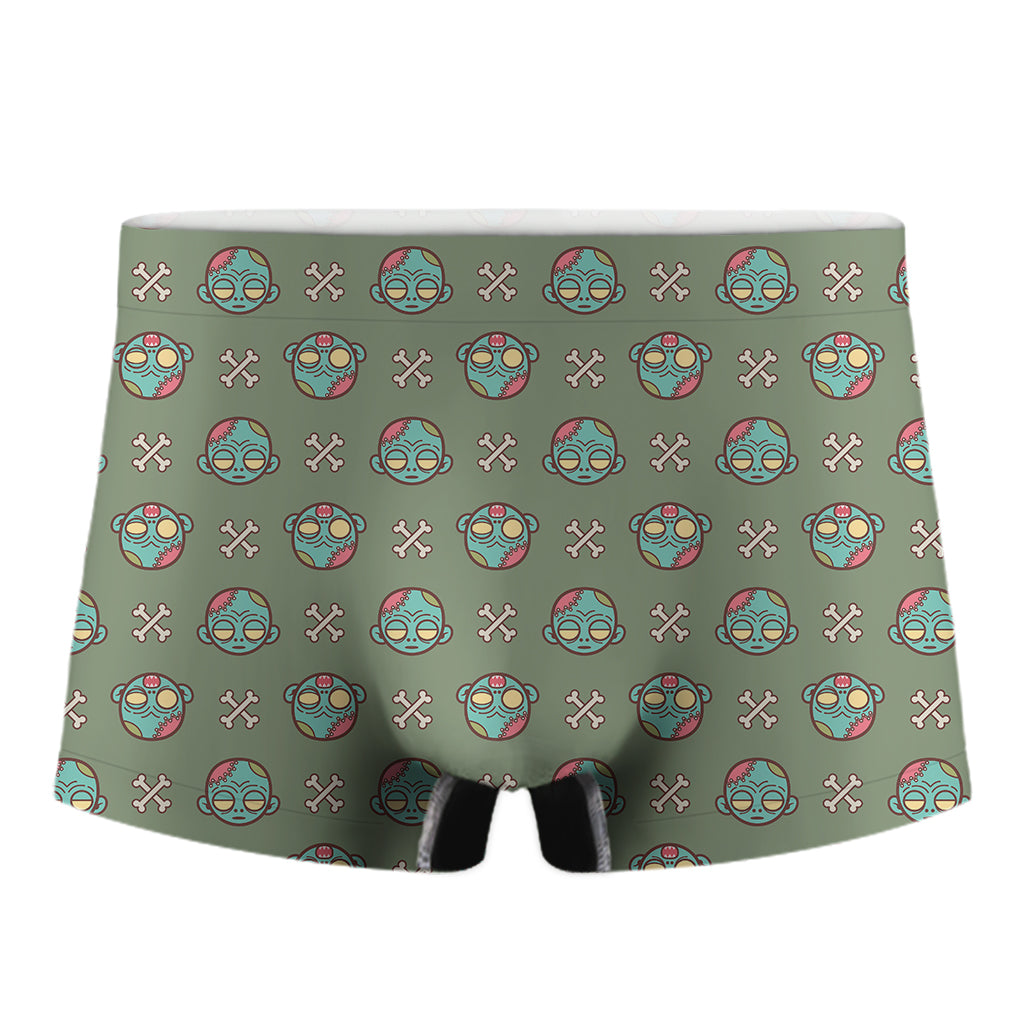 Cartoon Zombie Pattern Print Men's Boxer Briefs