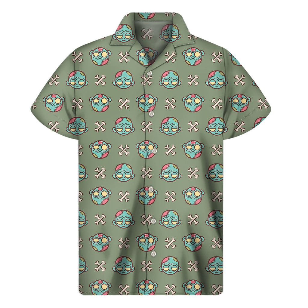 Cartoon Zombie Pattern Print Men's Short Sleeve Shirt