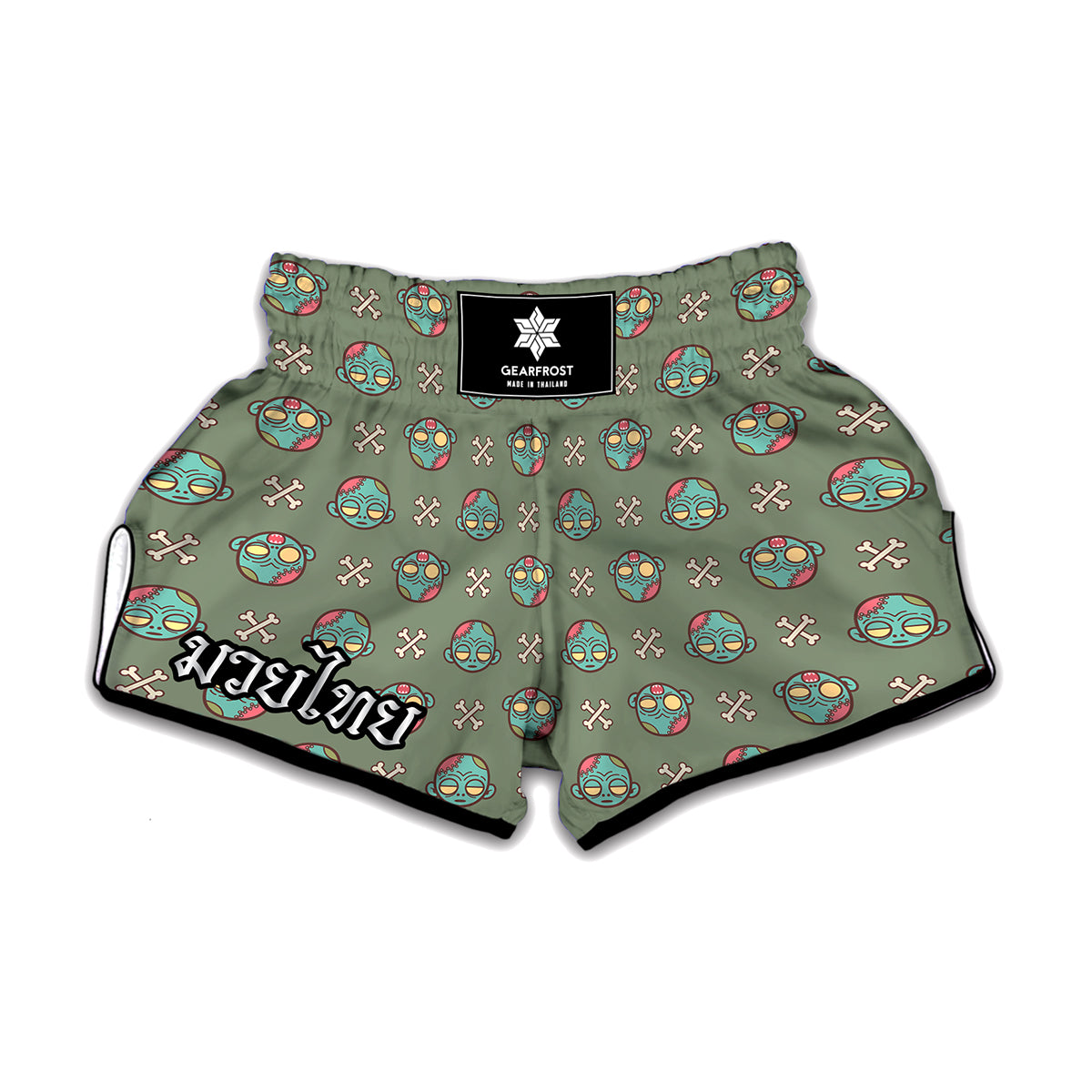 Cartoon Zombie Pattern Print Muay Thai Boxing Shorts