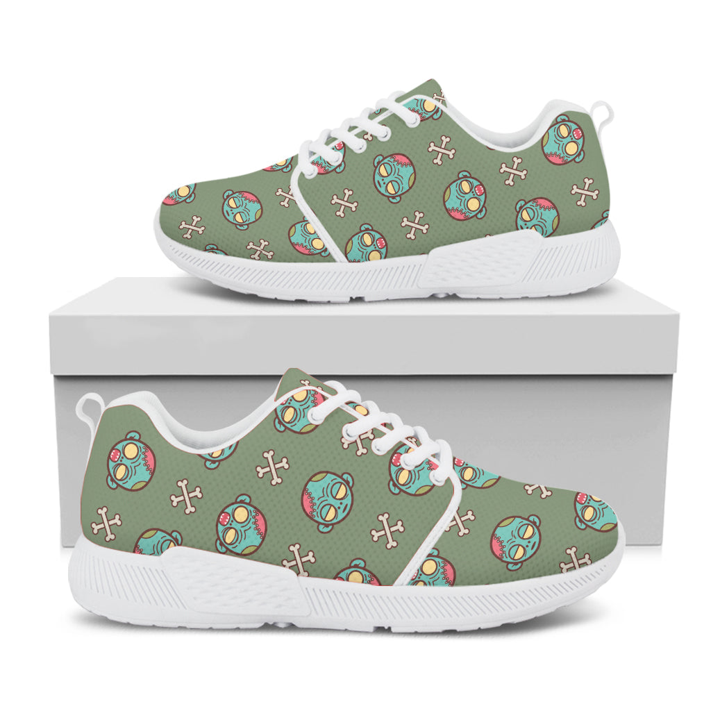 Cartoon Zombie Pattern Print White Athletic Shoes