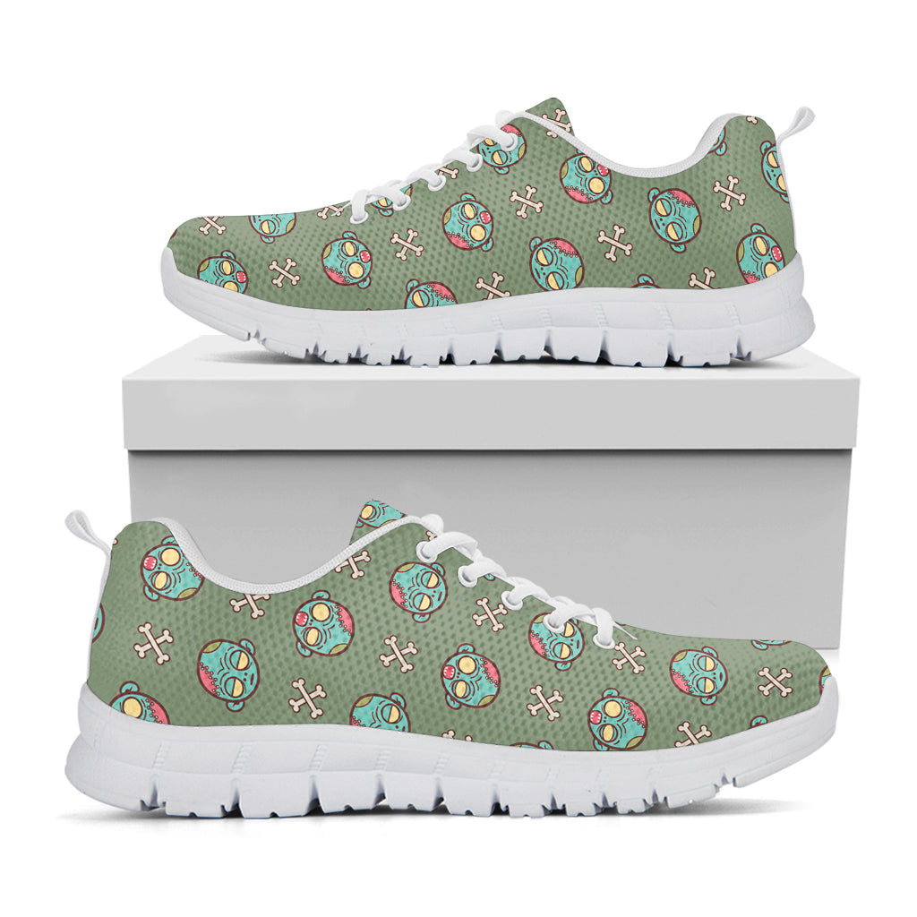 Cartoon Zombie Pattern Print White Sneakers