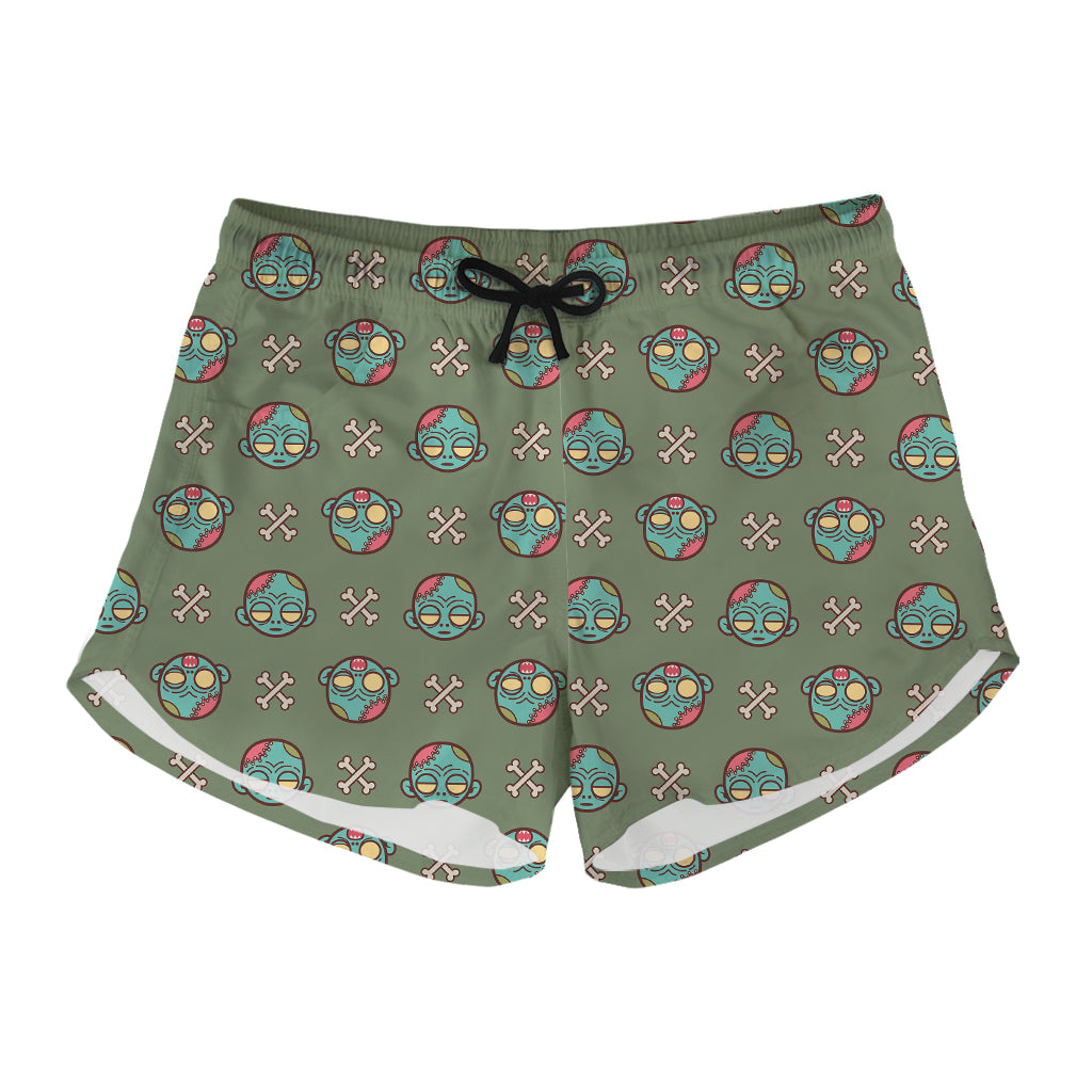 Cartoon Zombie Pattern Print Women's Shorts