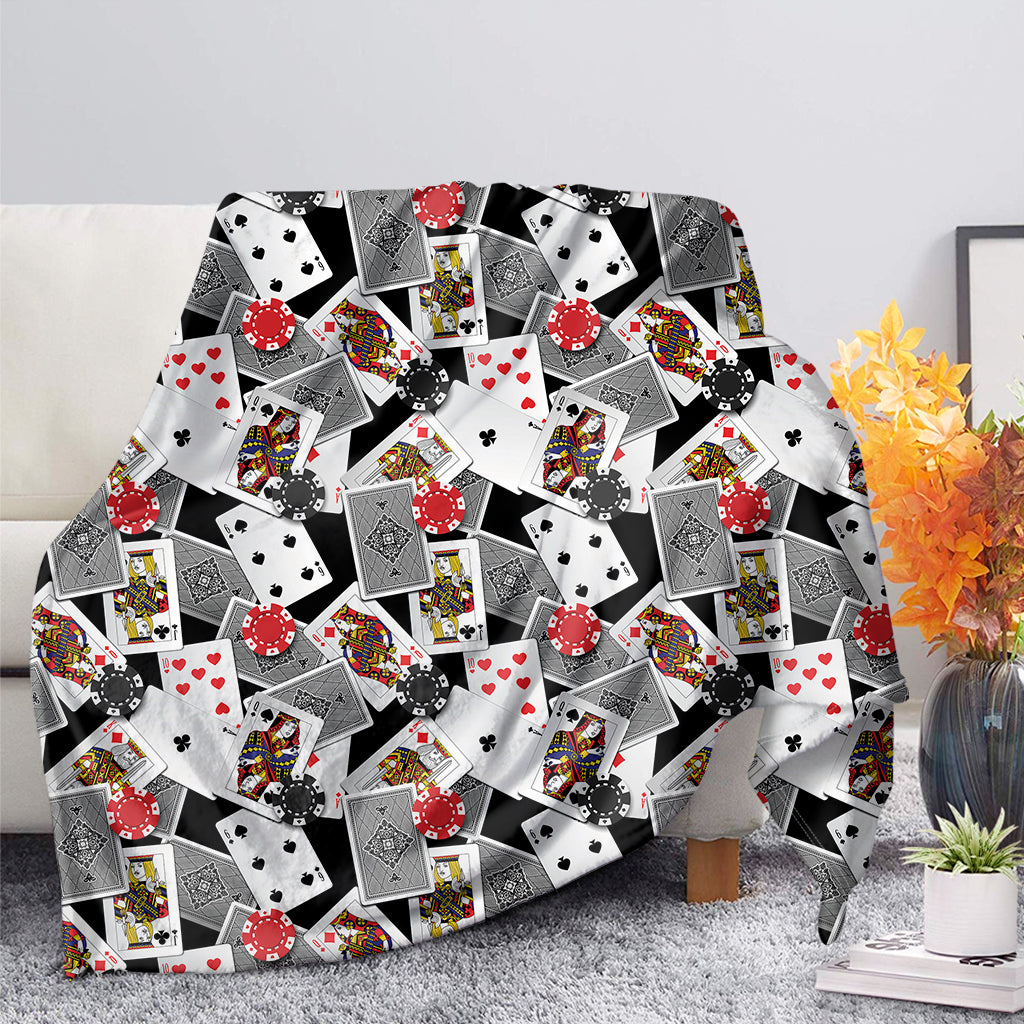 Casino Card And Chip Pattern Print Blanket